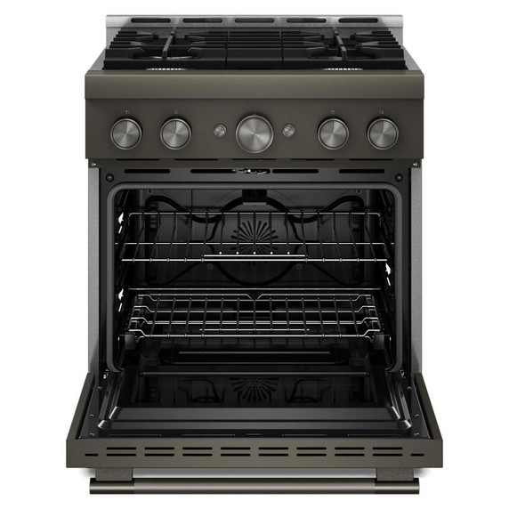 Cuisinière au gaz de style commercial à 4 brûleurs avec mode de friture à air sans préchauffage KitchenAid® de 30 po KFGS930SBE