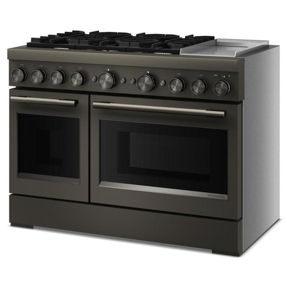 Table de cuisson bicombustible à 6 brûleurs avec plaque chauffante  KitchenAid® de 48 po KFDD948SBE