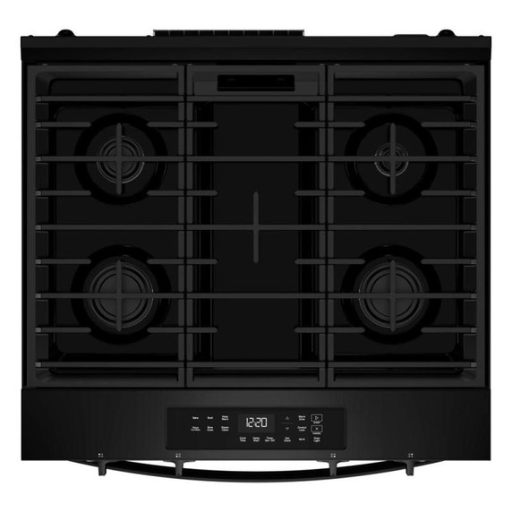 Whirlpool® Cuisinière au gaz intelligente avec mode sans préchauffage et nettoyage à la vapeur de 30 po WSGS3330TB