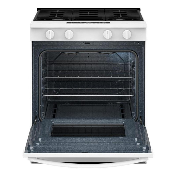 Whirlpool® Cuisinière au gaz intelligente avec mode sans préchauffage et nettoyage à la vapeur de 30 po WSGS3330TW
