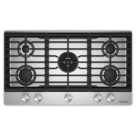 Kitchenaid® Table de cuisson au gaz à surface en métal avec grille pour wok intégrée et fini CookShield™ KCGK736SSS