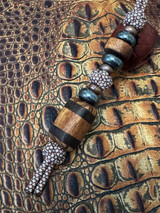 Copper, Hematite, and Exotic Wood Bead Knife Lanyard