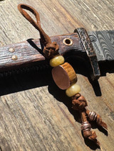 "The Moonshiner" Copper & Jack Daniel's Whiskey Barrel Bead Leather Knife Lanyard