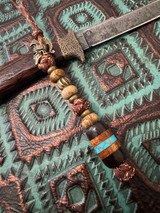 Brass Spartan Helmet and Handmade Split Bead Lanyard with Jasper and Brass Accents