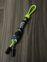 Two-Tone Neon and Multi-Color Blue Paracord with Exotic G10 and Ancient Bog Oak Split Bead Accented by Onyx and Stainless