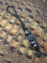 Carbon Fiber and Elk Antler Handmade Circular Bead Mini Cord Lanyard with Hematite and Metal Spacers