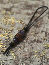 Multi Color Resin, Orange G10, and Koa Wood Mini Cord Lanyard with Brass and Amethyst Spacers