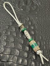 Steel Eagle Head Knife Lanyard with Metal Spacers and Green Malachite Accented by Micarta, Antler and Malachite Split Bead
