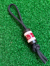 Ziricote Wood, Elk Antler, and Red/Gold Web Tru-Stone Handmade EDC Lanyard Bead