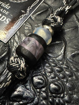 Ebony Wood and Abalone Resin Handmade Split Bead Knife Nub with Opalite & Stainless Spacers On Glow In The Dark Cordage