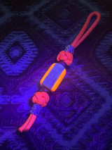 Orange Paracord Knife Nub with Polished Deer Antler & Orange Hyperglow Bead Accented by Mini Cord Noose Wrap and Brass Spacers