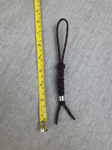 Red and Black Paracord Diamond Knot and Snake Knot Knife Lanyard with Polished Spacer Bead