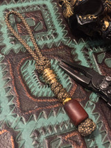 Handmade Mahogany Wood Bead Knife Nub with Polished Brass Spindle and Spacer