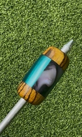 TangDanglers "Puzzle Bead" - Teal Resin, Mother of Pearl Resin, and Bocote Wood
