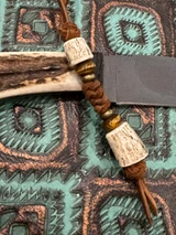 Traditional Collection Leather Knife Lanyard with Elk Beads Accented by Brass & Tiger's Eye Spacers