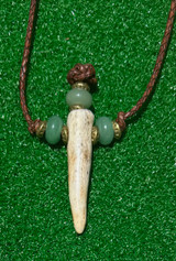 Polished Elk Antler Cross Pendant with Leather Cord and Beads