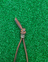 Polished Elk Antler Pendant with Aventurine and Brass Accent Beads on Dark Brown Lace Leather