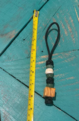 Elk Antler and Shaped Olive Wood Bead Black Paracord Knife Lanyard with Aventurine Accents