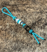Perched Owl on Skull Brass EDC Bead with Handmade Elk and Gold Web Turquoise Split Bead Accented by Gold and Opalite Spacers