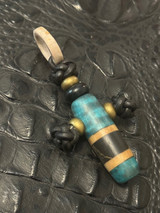 Dyed Curly Maple, Vintage Deer Antler, and Gold Web Tru-Stone Cross Pendant with Antler Passthrough Ring