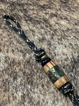 Shorty Knife Nub with Handmade Zebrawood and Acrylic Split Bead Accented by Onyx and Brass Spacers