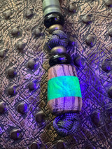 OD Green Paracord Knife Lanyard with Zebrawood and Glow Resin Bead Accented by Onyx and Brass