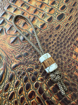 Handmade Gold Web Tru-Stone and Zebrawood Reverse Split Bead