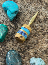 Brass EDC Spike and Knot De-Tangler with Buckeye Burl and Blue Swirl Resin