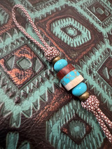Snakewood, Gold Web Turquoise, and Elk Antler Neapolitan Bead Lanyard