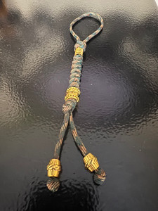Forest Camo Paracord Knife Lanyard with Gold Beads Forest Camo Paracord Knife Lanyard with Gold Beads