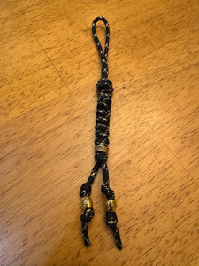 Black and Gold Paracord Loop Lanyard with Beaded Tassels Black and Gold Paracord Loop Lanyard with Beaded Tassels