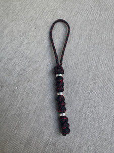 Red and Black Paracord Diamond Knot and Snake Knot Knife Lanyard with 3 Polished Spacer Beads Red and Black Paracord Diamond Knot and Snake Knot Knife Lanyard with 3 Polished Spacer Beads