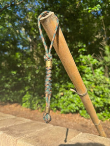 Forest Green Parcord Knife Lanyard with Sliding and Rotating Brass Fidget Bead Forest Green Parcord Knife Lanyard with Sliding and Rotating Brass Fidget Bead