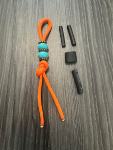 DIY Knife Lanyard Kit - Hunter Orange Paracord with Turquoise and Brass Spacer Beads DIY Knife Lanyard Kit - Hunter Orange Paracord with Turquoise and Brass Spacer Beads