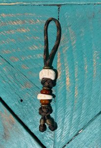 Small Forest Camo Paracord Knife Lanyard with Contoured Elk Cap Bead, Brass and Red Carnelian Accents, and Polished Elk Spacer Bead Small Forest Camo Paracord Knife Lanyard with Contoured Elk Cap Bead, Brass and Red Carnelian Accents, and Polished Elk Spacer Bead