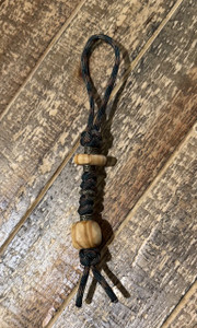 Forest Camo Paracord Knife Lanyard with Brass Spacers and Hand Shaped Olive Wood Beads Forest Camo Paracord Knife Lanyard with Brass Spacers and Hand Shaped Olive Wood Beads