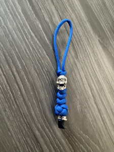 Small Royal Blue Paracord Knife Lanyard with Silver Skull Bead and Accent Tips Small Royal Blue Paracord Knife Lanyard with Silver Skull Bead and Accent Tips
