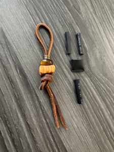 DIY Knife Lanyard Kit - Brown Leather with Shaped Olive Wood, Brass, and Tiger's Eye Beads DIY Knife Lanyard Kit - Brown Leather with Shaped Olive Wood, Brass, and Tiger's Eye Beads