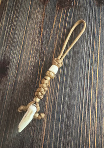 Coyote Brown Paracord Knife Lanyard with Brass Spacers and Polished Elk Antler Beads Coyote Brown Paracord Knife Lanyard with Brass Spacers and Polished Elk Antler Beads