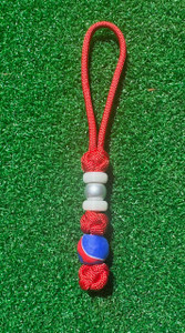 Freedom Collection Small Knife Lanyard with Blue Glow Rings and Red White Blue Handmade Acrylic Bead Freedom Collection Small Knife Lanyard with Blue Glow Rings and Red White Blue Handmade Acrylic Bead