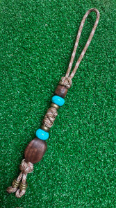 Walnut Wood Bead Knife Lanyard with Brass and Turquoise Accents On Desert Camo Paracord Walnut Wood Bead Knife Lanyard with Brass and Turquoise Accents On Desert Camo Paracord