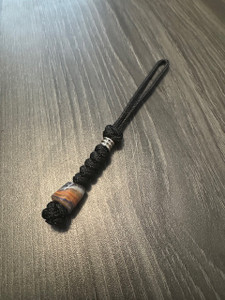 Black Micro Cord Mini Knife Lanyard with Blown Glass and Silver Accent Beads Black Micro Cord Mini Knife Lanyard with Blown Glass and Silver Accent Beads