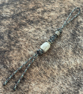 Camo Mini Cord Knife Lanyard with Handmade Elk Antler Bead and Hammered Brass Spacer Bead Camo Mini Cord Knife Lanyard with Handmade Elk Antler Bead and Hammered Brass Spacer Bead