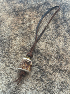 Gnarly Bark Collection Large Deer Antler Leather Lanyard Thumper with Brass and Tiger's Eye Accents Gnarly Bark Collection Large Deer Antler Leather Lanyard Thumper with Brass and Tiger's Eye Accents
