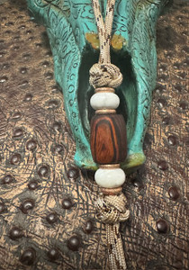 Short Knife Nub Paracord EDC Lanyard with White Howlite, Copper Spacers, and Handmade Desert Ironwood Bead Short Knife Nub Paracord EDC Lanyard with White Howlite, Copper Spacers, and Handmade Desert Ironwood Bead