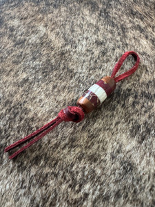 EDC Bead with Maroon and Gold Matrix Tru-Stone, Thuya Burl and Elk Antler EDC Bead with Maroon and Gold Matrix Tru-Stone, Thuya Burl and Elk Antler