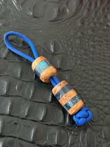 2-Pack of Figured Teak Wood and Peacock Swirl Resin Handmade EDC Lanyard Beads 2-Pack of Figured Teak Wood and Peacock Swirl Resin Handmade EDC Lanyard Beads