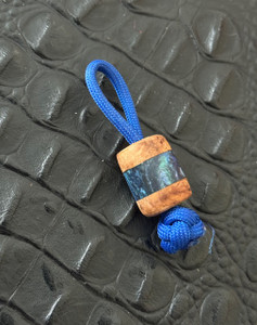 Figured Teak Wood and Peacock Swirl Resin Handmade EDC Lanyard Bead Figured Teak Wood and Peacock Swirl Resin Handmade EDC Lanyard Bead