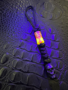 Handmade Glow In The Dark Lava Resin Spindle Bead and Black Metal Skull Bead Knife Lanyard Handmade Glow In The Dark Lava Resin Spindle Bead and Black Metal Skull Bead Knife Lanyard