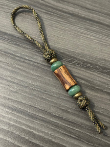 Pull Tab Zebrawood Knife Nub with Green Aventurine and Brass Accents on Jungle Camo Paracord